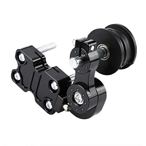 Produktbild: EVGATSAUTO Motorradspanner Aluminiumkettenspanner Schraube an der Rolle Motorrad Link Länge modifizierte Kette Auto Tensioner Einsteller(Schwarz)