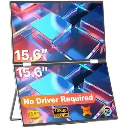 Produktbild: EVICIV Dual Portable Monitor 15.6'' Tragbarer Monitor Laptop Screen Extender Plug & Play 1080P Laptop Monitor Wrweiterung 360° Folding Stacked Triple Monitor, VESA Support (No Driver Needed)