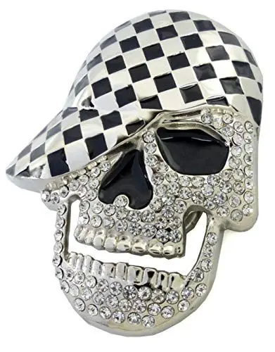 Produktbild: Evil Wear Herren Damen Wechsel Guertel-Schalle Silver Strass Karo-Cap