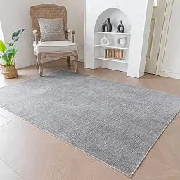 Produktbild: Evitany Teppich Wohnzimmer, Kurzflor Teppiche Anti-Rutsch rutschfeste Teppiche, Waschbarer Pflegeleicht Einfarbig Teppich Grau, Schlafzimmerteppiche (Grau/120x160 cm)