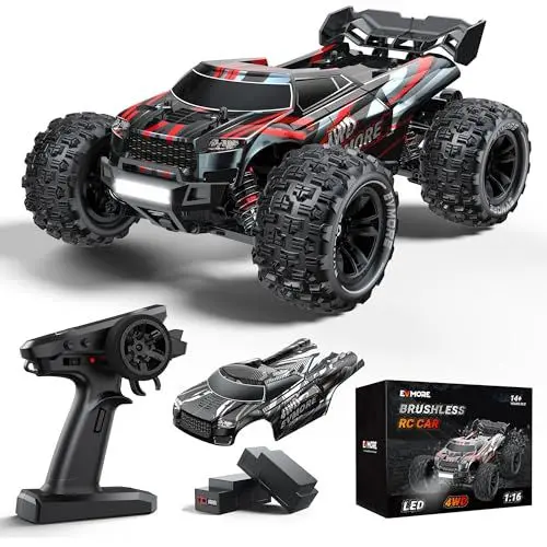Produktbild: Evmore Ferngesteuertes Auto 1:16 70 km/h Hochgeschwindigkeits RC Auto, Offroad Lastwagen, 4WD RC Spielzeugauto, IPX4 Drift Rennen, 40 Min Betrieb 2 Batterien–Geschenke Für Erwachsene Und Kinder