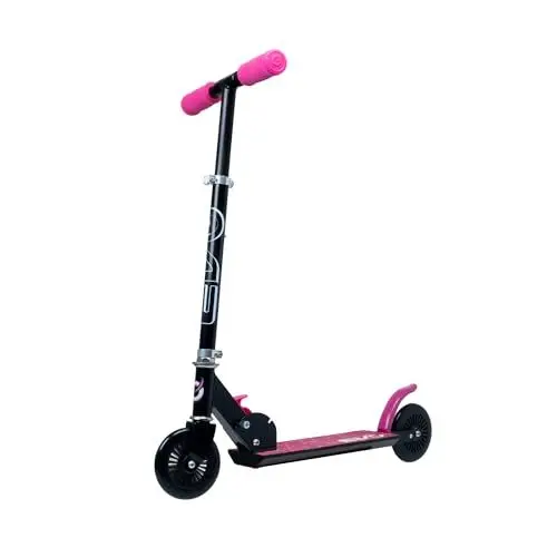Produktbild: Atom Kinderrolle Inline mit leuchtenden Rädern | Verstellbare Lenkerhöhe | Leicht Faltbarer Scooter für Jungen & Mädchen | Stabiler Tretroller für Kinder von 5-12 Jahren (Pink & Schwarz)