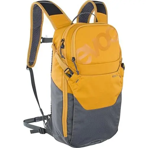 Produktbild: EVOC RIDE 8 Fahrradrucksack, Trekkingrucksack für Trails und andere Aktivitäten (cleveres Taschenmanagement, belüftet durch AIR-PAD-Rückenpolsterung), Lehm Gelb / Carbon Grau
