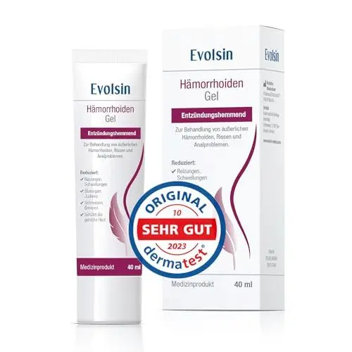 Produktbild: Evolsin® Hämorrhoiden Gel - gegen Brennen, Schmerzen, Blutungen & Juckreiz - entzündungshemmende Hämorrhoiden Salbe auch bei Analfissuren – Medizinprodukt