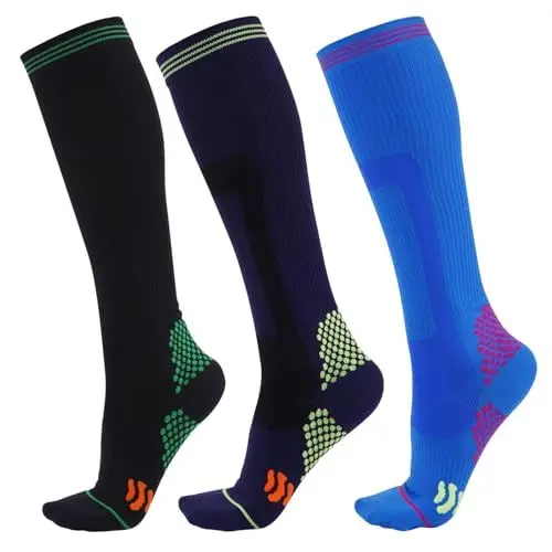 Produktbild: Evolyline 3 Paar Medizinische Kompressionsstrümpfe Damen & Herren flug, kompressionssocken stützstrümpfe thrombosestrümpfe damen Herren für Sport Laufen Reise Fahrrad Radsport 20-30 mmHg