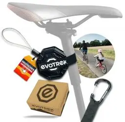 Produktbild: EVOTREK Fahrrad Abschleppseil Kinder & Erwachsene bis 130kg – gummiertes Drahtseil 2,2m, Schnellmontage ohne Werkzeug, Extra robust & leicht, für MTB, E-Bike, Kinderfahrrad – Inkl. Befestigungsset