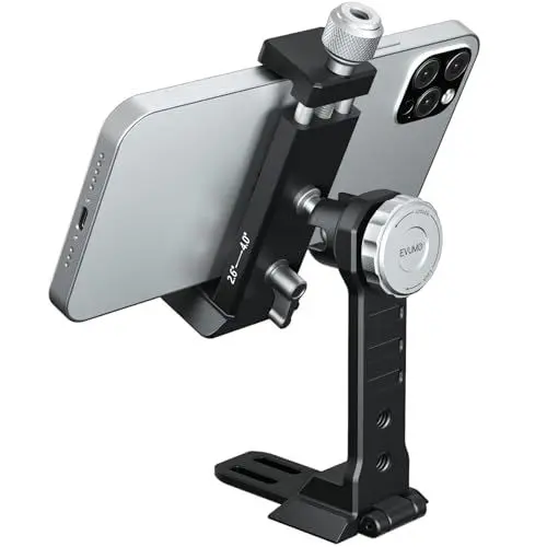 Produktbild: EVUMO Metall-Smartphone-Stativhalterung, Handyhalterung-Stativ-kamera 360° Drehbare Telefonhalterung Mit Cold Shoe Mount, 6.6cm-10.2cm Erweiterung, Stativhalterung Für Handy, Video-Live-Streaming Vlog