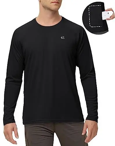 Produktbild: Ewedoos UV Shirt Herren UPF 50+ mit Taschen Rashguard Schnelltrocknend UV Shirt Herren Wasser für Outdoor-Aktivitäten Surfen Angeln Wandern Schwimmen Laufen