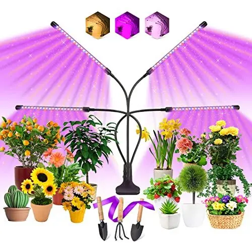 Produktbild: EWEIMA Pflanzenlampe LED Vollspektrum Pflanzenlicht 80 LEDs, 4 Köpfe Grow Lampe Pflanzenleuchte Wachstumslampe für Pflanzen, 10 Dimmstufen LED Grow Light für Zimmerpflanzen, Gartenarbeit, Gewächshaus
