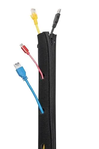 Produktbild: Ewent 1m Kabelschlauch,Ø100mm,Kabelkanalmit Schnalle und Reißverschluss,Flexibler Neoprene Kabelmantel,Für Büro,Haus,Kabelmanagement für Schreibtisch, TV, PC,Kabelschutz für Hund,Katze,Schwarz