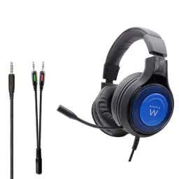 Produktbild: Ewent PL3322|Gaming Headset mit flexiblem Mikrofon|Mit 3,5 mm Klinke|Kabelgebunden mit 50mm Treiber|Lang 1,5 M|Gaming Headset für PS4-PS5/Xbox One-Xbox X|Schwarz,Blau