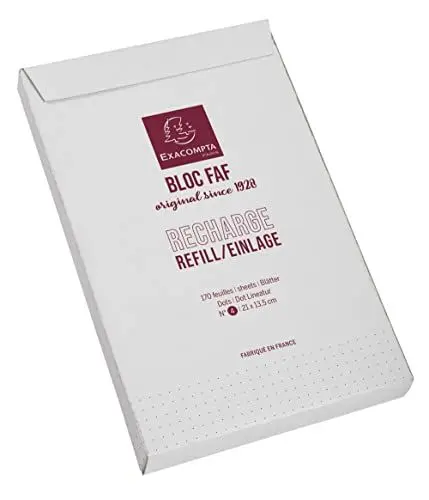 Produktbild: Exacompta 12524E Nachfülleinlagen für Schreibblock FAF gepunktet 170 Blatt , 21 x 13,5 cm, mikroperforiert, ideal für Ihre Notizen, Retro-Design mit zeitloser Eleganz