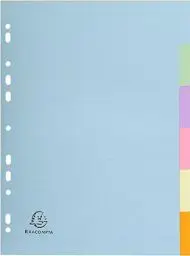Produktbild: Exacompta 1606E Pastell-Register Forever für DIN A4 aus Recyclingkarton 6-teilig volle Höhe 22 x 29,7 cm vollfarbig 6 Farben Blauer Engel Pastellcolor Aquarel Trennblätter Trennstreifen