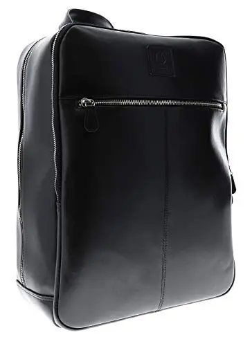 Produktbild: Exacompta 17637E Premium Laptop-Rucksack Exactive aus hochwertigem Leder mit vielen Innentaschen, passend für Laptops und Notebooks bis zu 15,6 ideal für Schule, Uni und Arbeit, schwarz