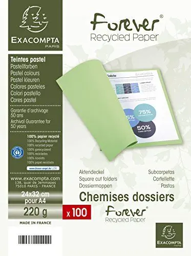 Produktbild: Exacompta 410002E Packung (mit 100 Aktendeckeln Forever, aus Recycling Karton 250 g, DIN A4, 21 x 29,7 cm) sand