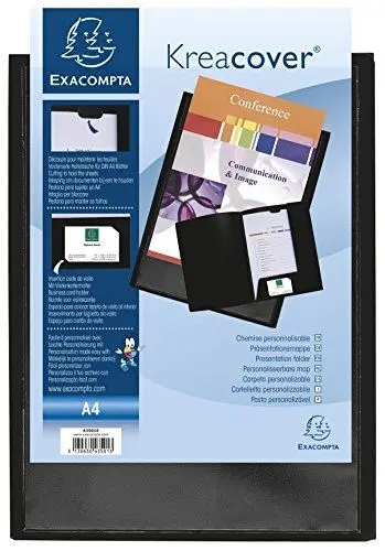 Produktbild: Exacompta 43501E Präsentationsmappe Kreacover PP. Aus PVC mit transparenter DIN A4-Hülle zur Individualisierung der Vorderseite des Deckels schwarz
