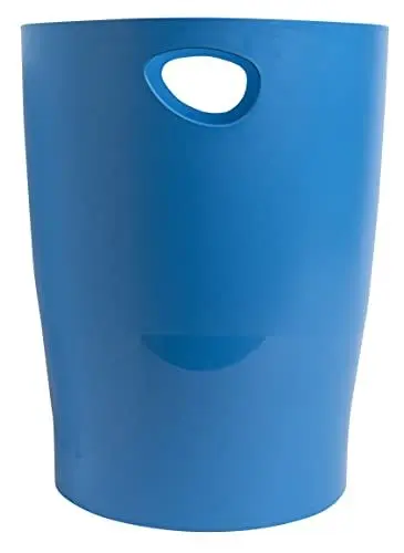 Produktbild: Exacompta 45384D ECOBIN Papierkorb BeeBlue aus Recycling-Kunststoff 15 Liter mit Griffen. Eleganter und robuster Papierkorb und Mülleimer im modernen Design Türkis Blauer Engel