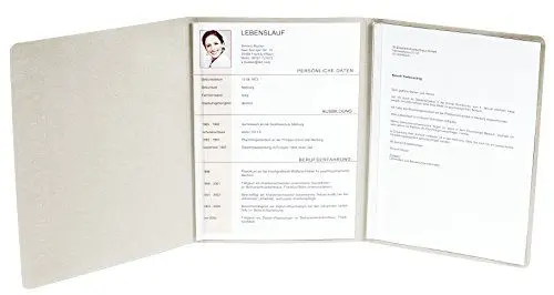 Produktbild: Exacompta 49704B Bewerbungsmappe (vertikale Prägung, 3-teilig mit 2 Klemmschienen Kapazität, 30 Blatt, aus Manila-Leinen-Karton, 400 g, Nature Future, DIN A4) elfenbein