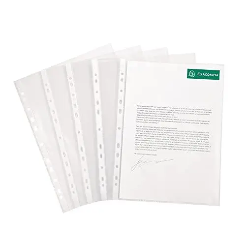 Produktbild: Exacompta 5211E 50er Pack PP-Kunststoff Prospekthüllen Economy. Für DIN A4 transparent genarbt oben offen Klarsichtfolie Plastikhülle Klarsichthülle ideal für Ordner Ringbücher und Hefter