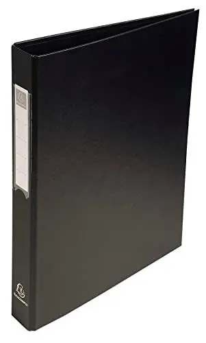 Produktbild: Exacompta 51381E 10er Pack Ringbücher aus festem Karton 1,8mm Kunststoffbezug aussen und innen, 4 Ringe Füllhöhe 25mm für DIN A4 - Schwarz