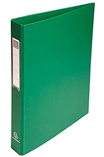 Produktbild: Exacompta 51383E 10er Pack Ringbücher aus festem Karton 1,8mm Kunststoffbezug aussen und innen, 4 Ringe Füllhöhe 25mm für DIN A4 - Grün