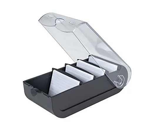 Produktbild: Exacompta 5331423D Lernkartei Bunnybox Schwarz DIN A8 quer inklusive 100 Karteikarten. Originelle Karteikartenbox zum einfachen Vokabeln lernen dank 5-Fächer-Lernsystem für 600 Karteikarten