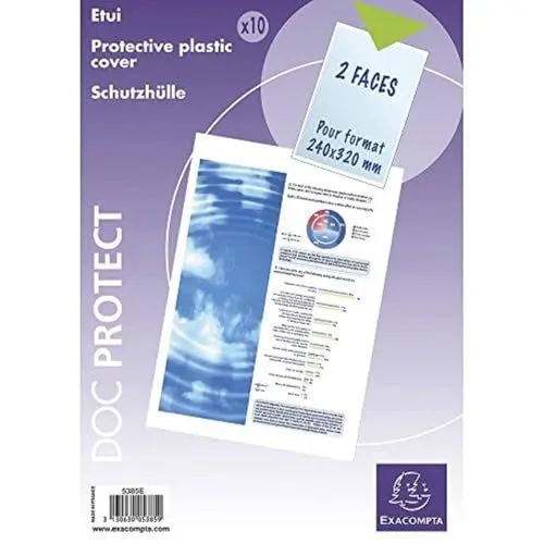 Produktbild: Exacompta 5385E 10er Pack Kunststoff Prospekthüllen 24 x 32 cm transparent glasklar oben offen Klarsichtfolie Plastikhülle Klarsichthülle ideal für Ordner Ringbücher und Hefter