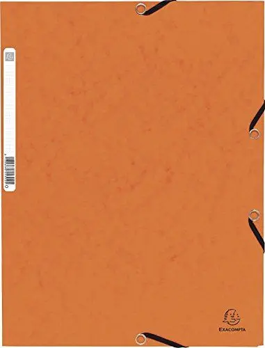 Produktbild: Exacompta 55304E Einschlagmappe. Aus extra starkem Colorspan-Karton DIN A4 mit 3 Klappen und Gummizügen orange Sammelmappe Dokumentenmappe ideal für Büro und Schule