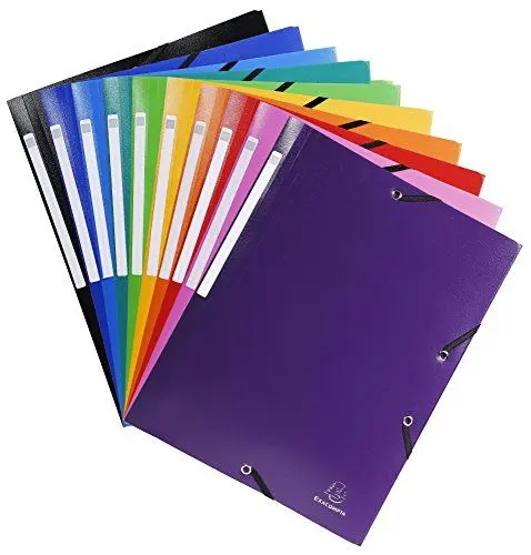 Produktbild: Exacompta 55800E 25er Pack Einschlagmappe OPAK. Aus blickdichtem Kunststoff DIN A4 mit 2 Gummizügen und 3 Klappen farbig sortiert Sammelmappe Dokumentenmappe ideal für Büro und Schule