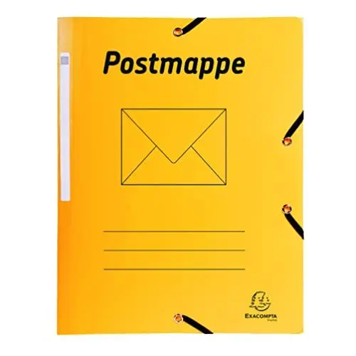 Produktbild: Exacompta 55849B Postmappe aus robustem Kunststoff mit 3 Innenklappen DIN A4 mit 2 Gummizügen gelb Juris-Mappe Sammelmappe Dokumentenmappe für Büro und Schule, gelb, 1 Stück