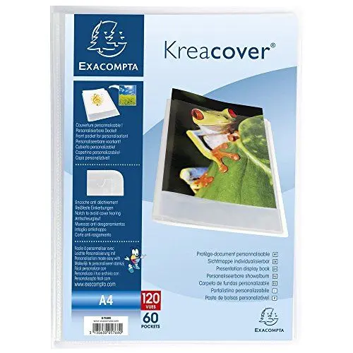 Produktbild: Exacompta 5768E Kreacover Sichtmappe (aus PP, DIN A4, 21 x 29,7 cm, mit 60 Hüllen) 1 Stück kristall