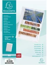 Produktbild: Exacompta 5850E 50er Pack PP-Kunststoff Aktenhüllen. Für DIN A4 transparent genarbt oben und seitlich offen Plastikhülle Klarsichthülle für Büro und die mobile Organisation