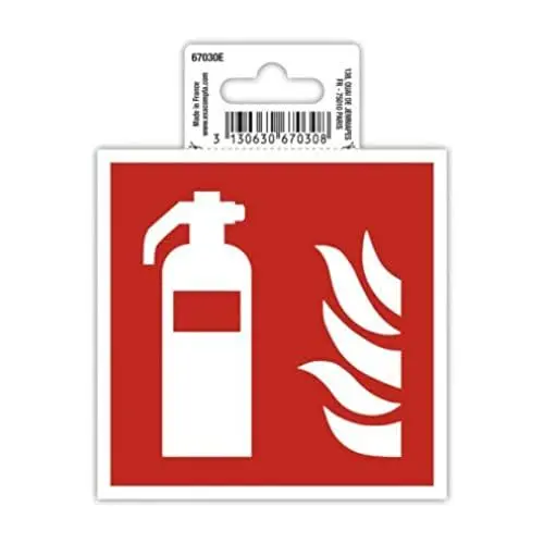 Produktbild: Exacompta 67030E Feuerlöscher Klebeschild 10x10cm Rot-Weiß aus UV-beständigem PVC Hinweisschild Schilder Warnhinweis Sticker Aufkleber Türschild