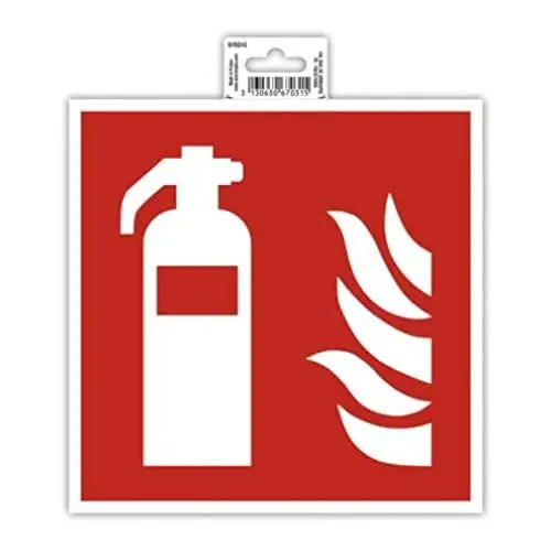 Produktbild: Exacompta 67031E Feuerlöscher Klebeschild 20x20cm Rot-Weiß aus UV-beständigem PVC Hinweisschild Schilder Warnhinweis Sticker Aufkleber Türschild