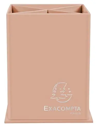 Produktbild: Exacompta 67861D Stiftehalter Aquarel aus extra starkem Karton mit 4 Fächern, perfekt für Homeoffice und Schule, Pastellfarbe Koralle, Stifteköcher Stiftebox Organizer Schreibtischbox