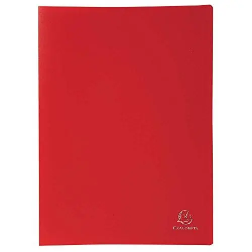 Produktbild: Exacompta 85105E Premium Sichtmappe aus blickdichten Kunststoff DIN A4 mit 100 Klarsichthüllen, 200 Sichten, perfekt für die Schule und das Büro Aktenhülle, Prospekthülle, rot