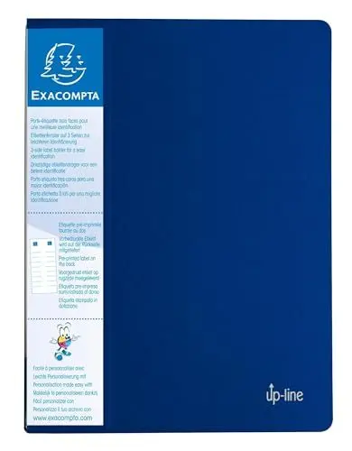 Produktbild: Exacompta 88302E 12er Pack Sichtmappe Up-Line aus festem Kunststoff DIN A4 mit 30 Klarsichthüllen 60 Sichten, vorgedruckte Etiketten inklusive blau Perfekt für die Schule und das Büro Aktenhülle