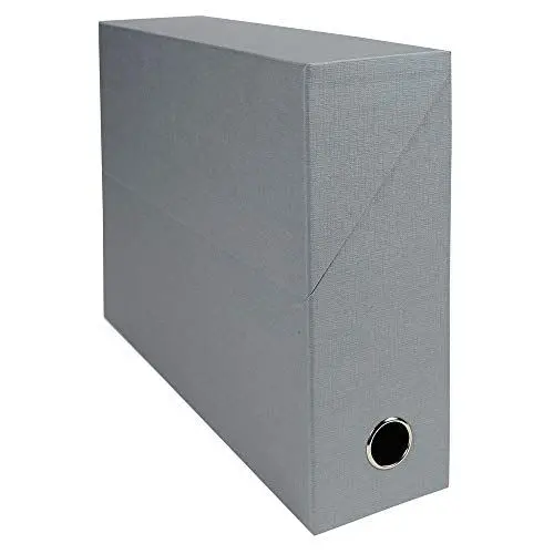 Produktbild: Exacompta 89526E Premium Transferbox aus Leinwandpapier 9cm Rückenbreite mit Griffloch DIN A4 grau ideale Transportbox und perfekt geeignet für die sichere Aufbewahrung Ihrer Ordner