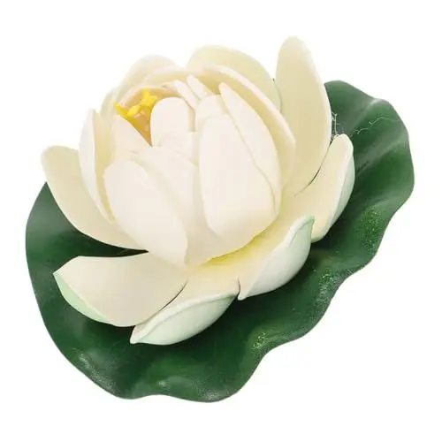 Produktbild: EXAOMBLE Schwimmende Künstliche Lotusblume für Gartenteich und Pooldekoration Realistische Wasserlilie Milchgelb für Teichzubehör und Aquarien