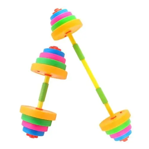Produktbild: EXAOMBLE Verstellbares Hantelset Für Junge Mädchen Langhantelset Mit Einstellbaren Gewichten Kinderhantelset Aus Kunststoff Für Armtraining Und Koordinationsspiel