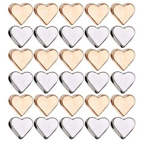 Produktbild: EXCEART 100Pcs Herz Perlen Legierung Spacer Perlen Schmuck Erkenntnisse Charms für DIY Armband Halskette Handwerk Herstellung Lieferungen 7Mm Silber Gold
