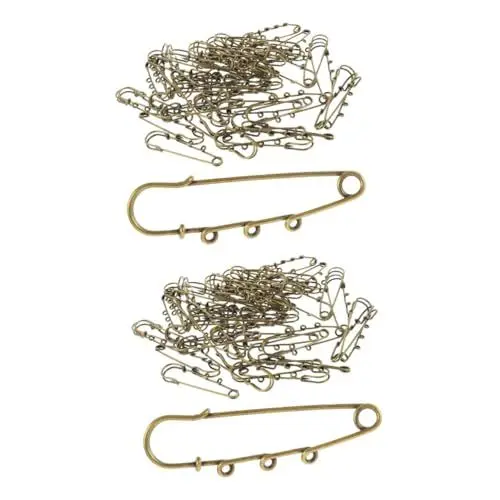 Produktbild: EXCEART 100 STK 3-Loch-Sicherheitsnadel gestrickter Stoff Brosche aus Metall dekorative Stifte Broschenfunde Kleidungsbefestigungsnadel Quilten Kunsthandwerk Korsage Rock Zubehör Legierung