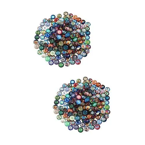 Produktbild: EXCEART 100 Stk Edelstein-patch Runde Cabochons Gem Mancala-perlen Trittstein-kit Kaleidoskop-cabochons Mosaikfliesen Mosaik-kristall-cabochons Kandi-perlen Schmuck 3d Glas Ohrringe
