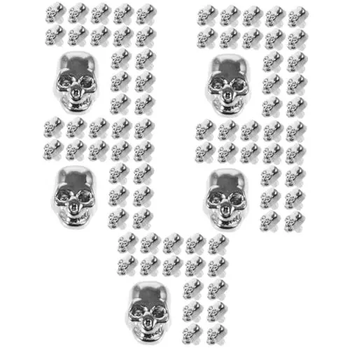 Produktbild: EXCEART 100 Stk Schädelnieten Schuhe nieten Sofanieten halloween dekoration halloween-dekoration Kleidung Outfit Bastelnieten Totenkopfstecker basteln Punk Schmuckschnalle Zubehör Base