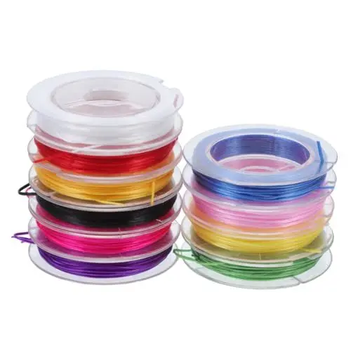 Produktbild: EXCEART Elastische Armbandschnur 10 Rollen Dehnbare Schnur Zur Schmuckherstellung Für Perlen 0 8 Mm Fadenschnur Neonfarbe Mini-schmuckfäden 10 M/10 Stück Perlenarmbandschnur