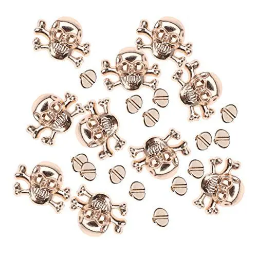 Produktbild: EXCEART 10 Stücke Schädel Kopf Nieten Spikes Metall Schraube Zurück Leder Punk Nieten für DIY Handwerk Leder Liefert Geldbörse Kleidung Dekor (Golden)