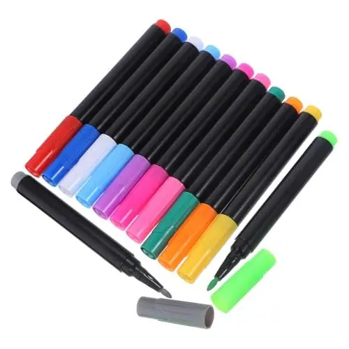 Produktbild: EXCEART 12St Spiegelmarkierungen Glastafelmarker Schreibstifte flüssige Kreide Tafelstift Zeichenstift tragbar Textmarker Schreibutensilien schwarzer Stab Kind Fenster Plastik