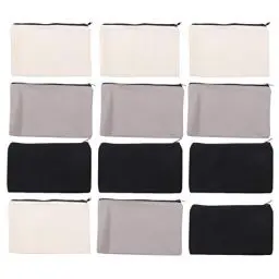 Produktbild: EXCEART 12 Stk. Bleistiftbeutel DIY Craft Blank Make-Up Taschen Canvas Reißverschlusstaschen Mehrzweck Kosmetik Reise Kulturbeutel mit Reißverschluss Bulk für DIY Basteln - Grau