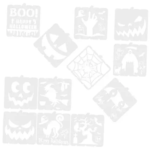 Produktbild: EXCEART 12 Stk Halloween-Zeichnungsvorlage Fröhliche Halloween-Schablone Kürbisschnitzschablone Hexen Schablone Keksformen Schablone Schablonen für Kürbisgesichter DIY Kürbisschnitzen Weiß