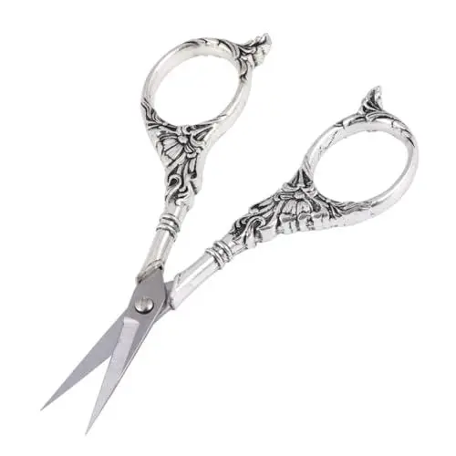 Produktbild: EXCEART 1 Stück Vintage Lilienmuster Fadenabschneider Schere Kreuzschere Antiker Stil Nähen Trimmen Nipper